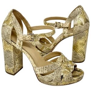 MICHAEL KORS Annaliese Metallic Snake Embossed Platform High Heels Pumps 8
